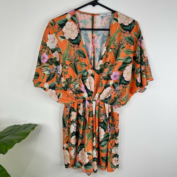 Sheike Orange Floral Playsuit Size 8 - Picture 7 of 12